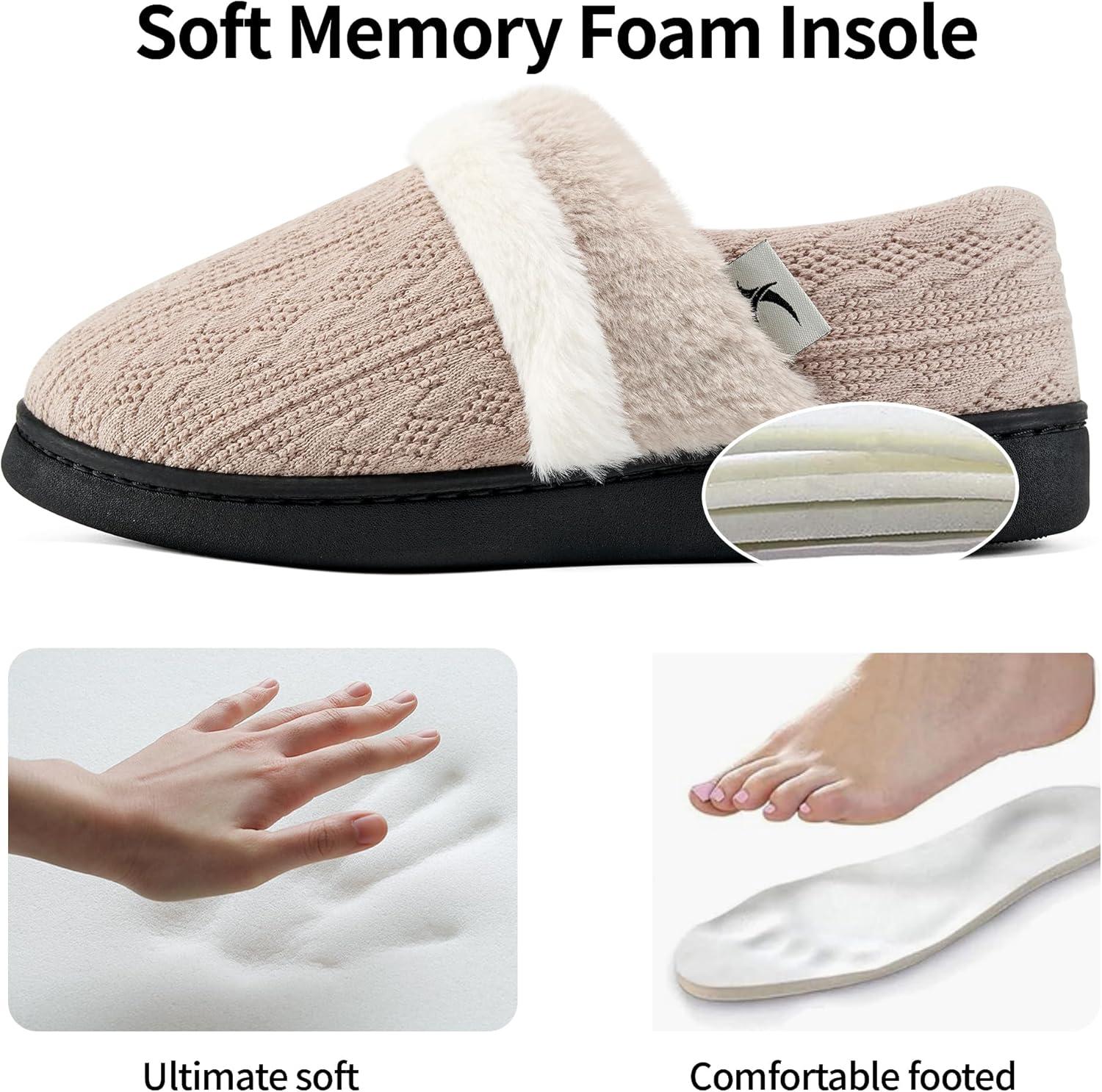 imageWomen Slippers Fuzzy Ladies Shoes Warm House Slippers for Indoor OutdoorKhaki
