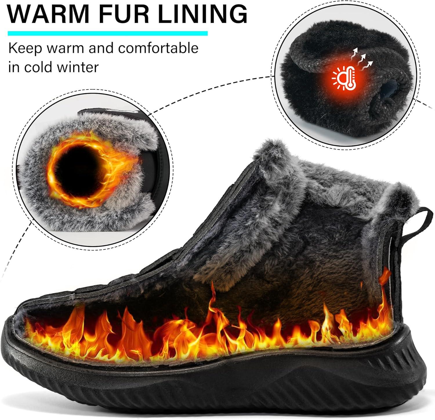 imageWomen Snow Boots Waterproof Fur Lined Warm Winter Boots for Women Comfortable Non Slip Outdoor Walking BootiesBlack