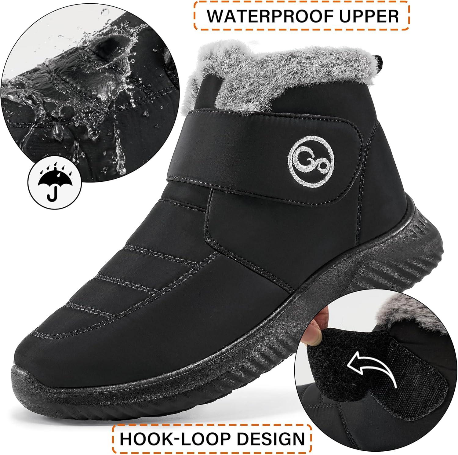 imageWomen Snow Boots Waterproof Fur Lined Warm Winter Boots for Women Comfortable Non Slip Outdoor Walking BootiesBlack