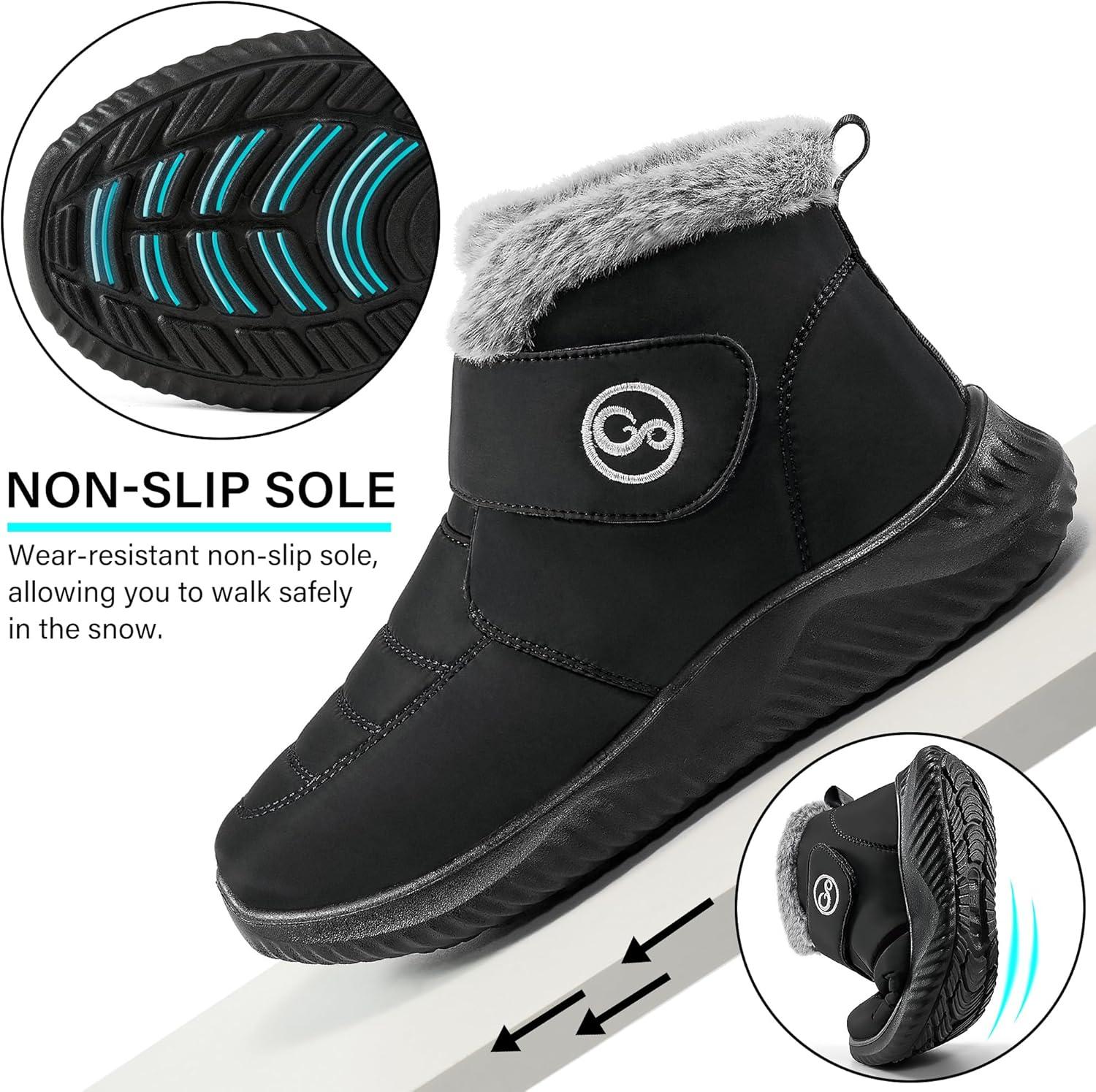imageWomen Snow Boots Waterproof Fur Lined Warm Winter Boots for Women Comfortable Non Slip Outdoor Walking BootiesBlack