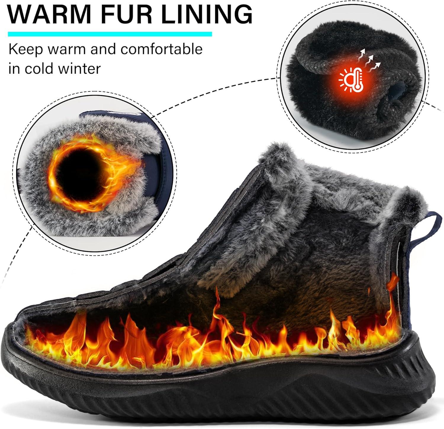 imageWomen Snow Boots Waterproof Fur Lined Warm Winter Boots for Women Comfortable Non Slip Outdoor Walking BootiesBlue