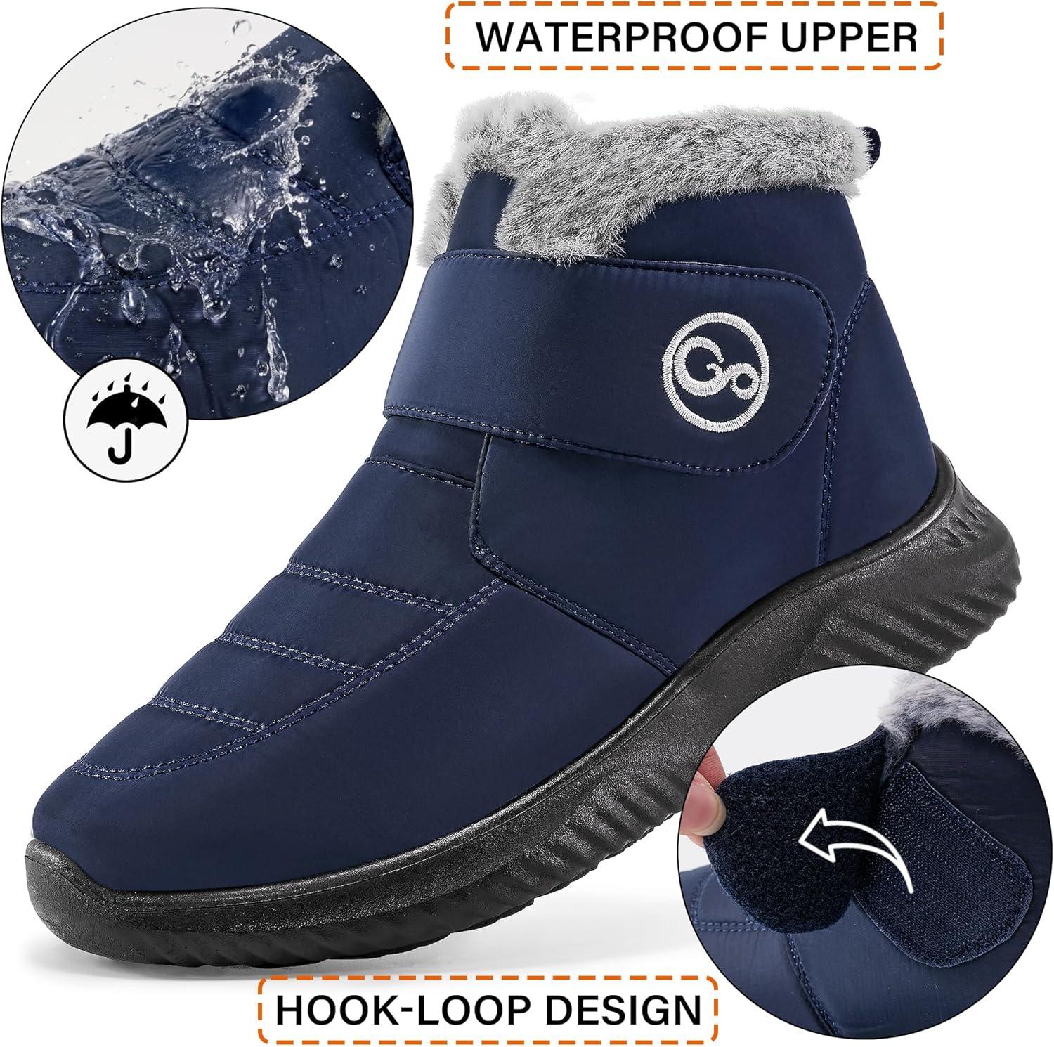imageWomen Snow Boots Waterproof Fur Lined Warm Winter Boots for Women Comfortable Non Slip Outdoor Walking BootiesBlue