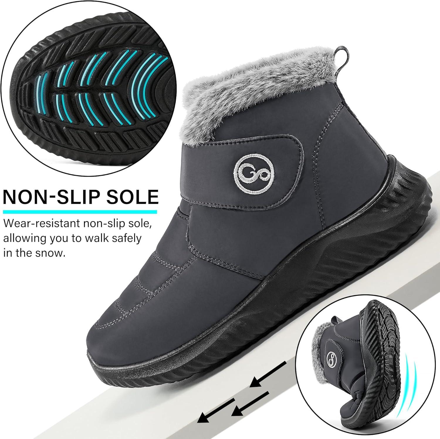 imageWomen Snow Boots Waterproof Fur Lined Warm Winter Boots for Women Comfortable Non Slip Outdoor Walking BootiesGrey