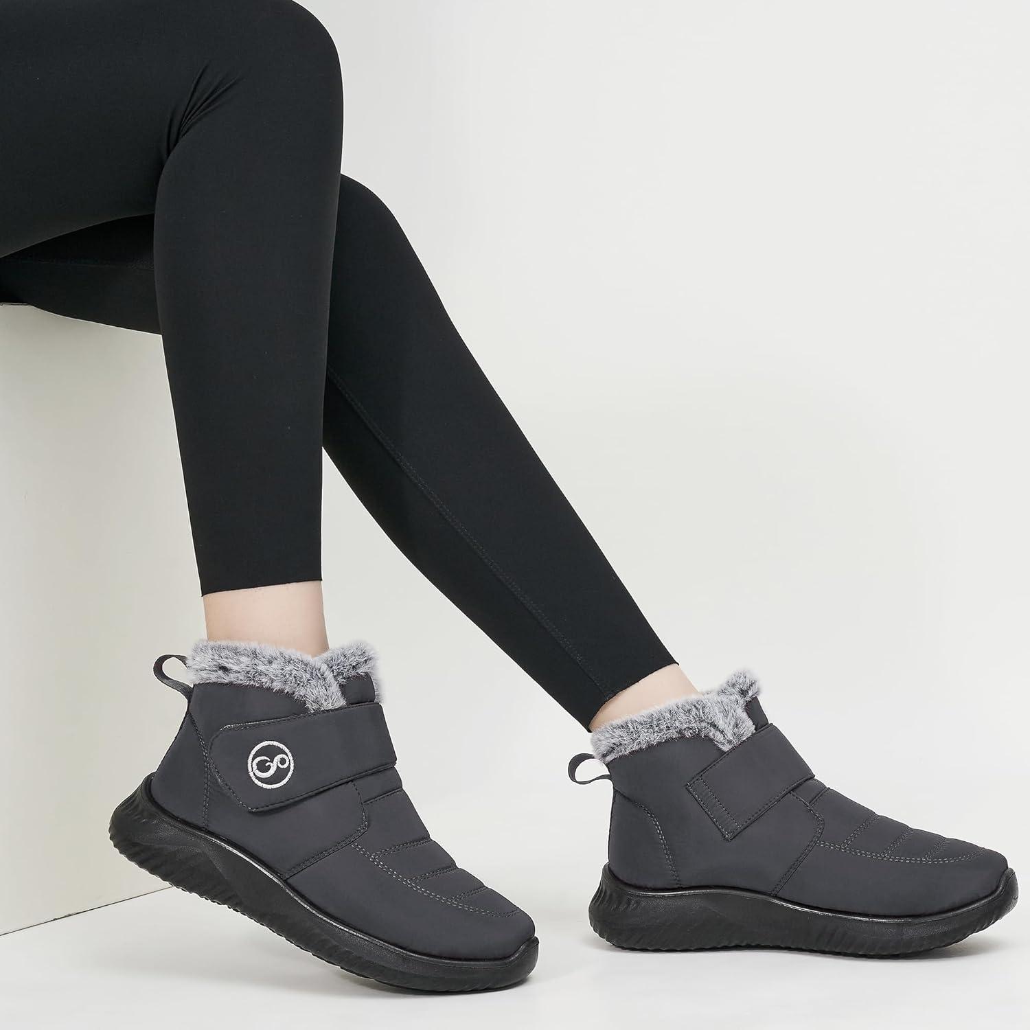 imageWomen Snow Boots Waterproof Fur Lined Warm Winter Boots for Women Comfortable Non Slip Outdoor Walking BootiesGrey