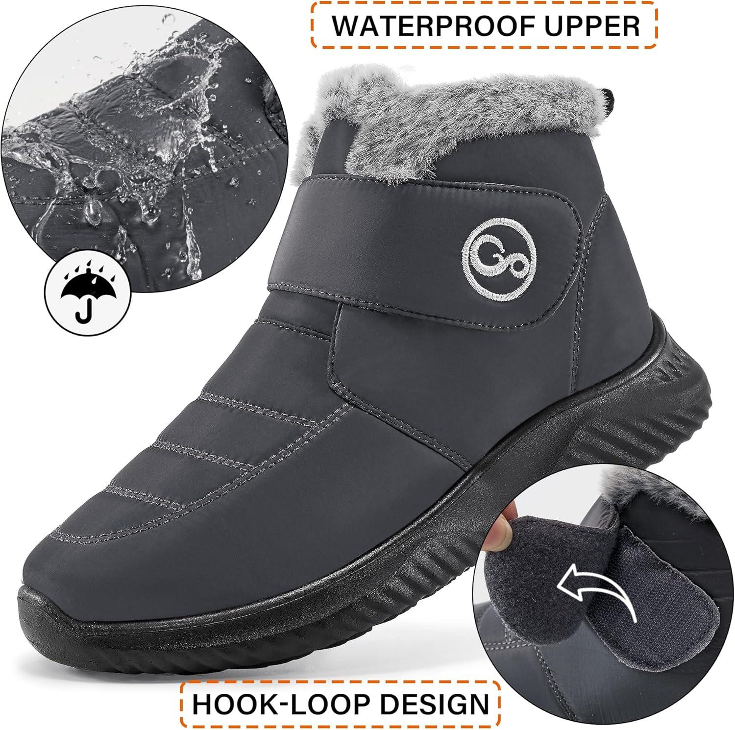 imageWomen Snow Boots Waterproof Fur Lined Warm Winter Boots for Women Comfortable Non Slip Outdoor Walking BootiesGrey