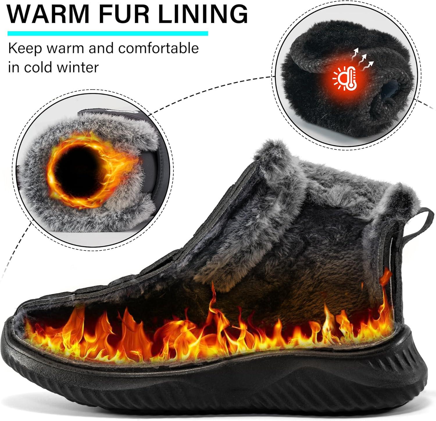 imageWomen Snow Boots Waterproof Fur Lined Warm Winter Boots for Women Comfortable Non Slip Outdoor Walking BootiesGrey