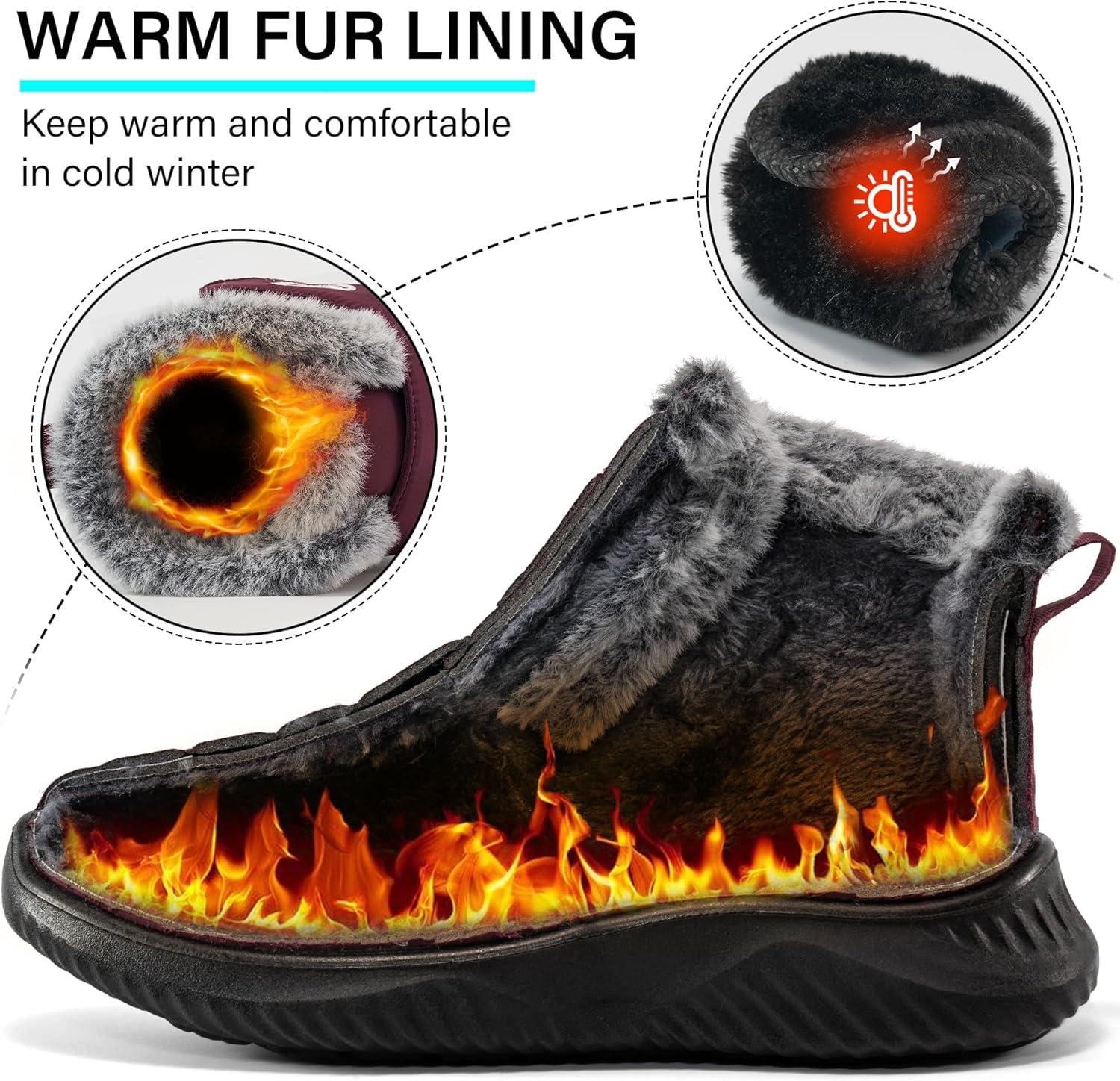 imageWomen Snow Boots Waterproof Fur Lined Warm Winter Boots for Women Comfortable Non Slip Outdoor Walking BootiesRed
