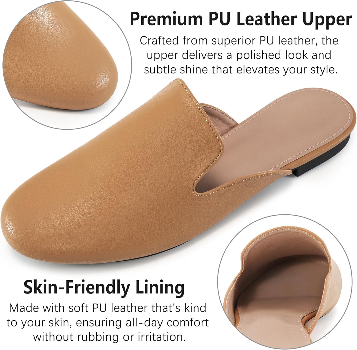imageWomens Mules Work Shoes Comfortable Dress Slip On 2025 Flats for Indoor Outdoor WalkingBrown