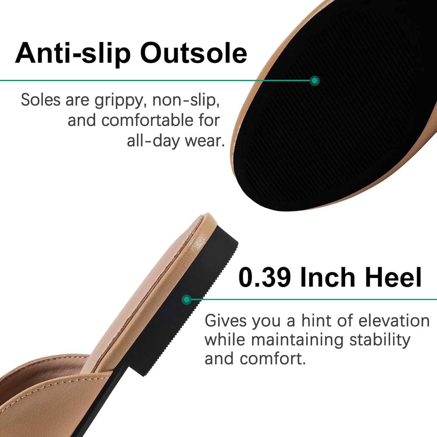 imageWomens Mules Work Shoes Comfortable Dress Slip On 2025 Flats for Indoor Outdoor WalkingBrown