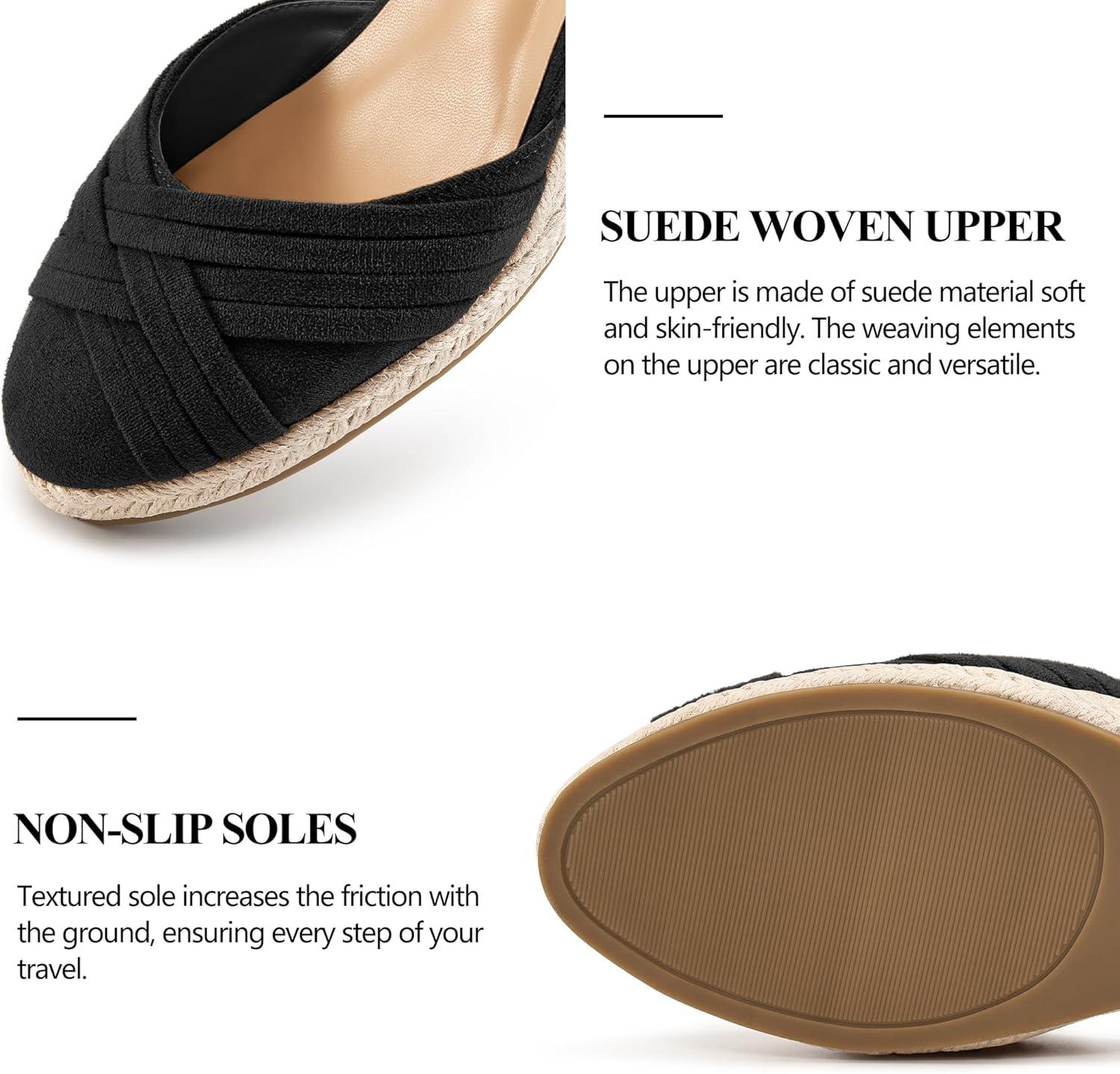 imageWomens Wedge Sandals Dressy Ankle Strap Espadrille Wedges for Women  Casual Closed Toe Wedding ShoesBlack