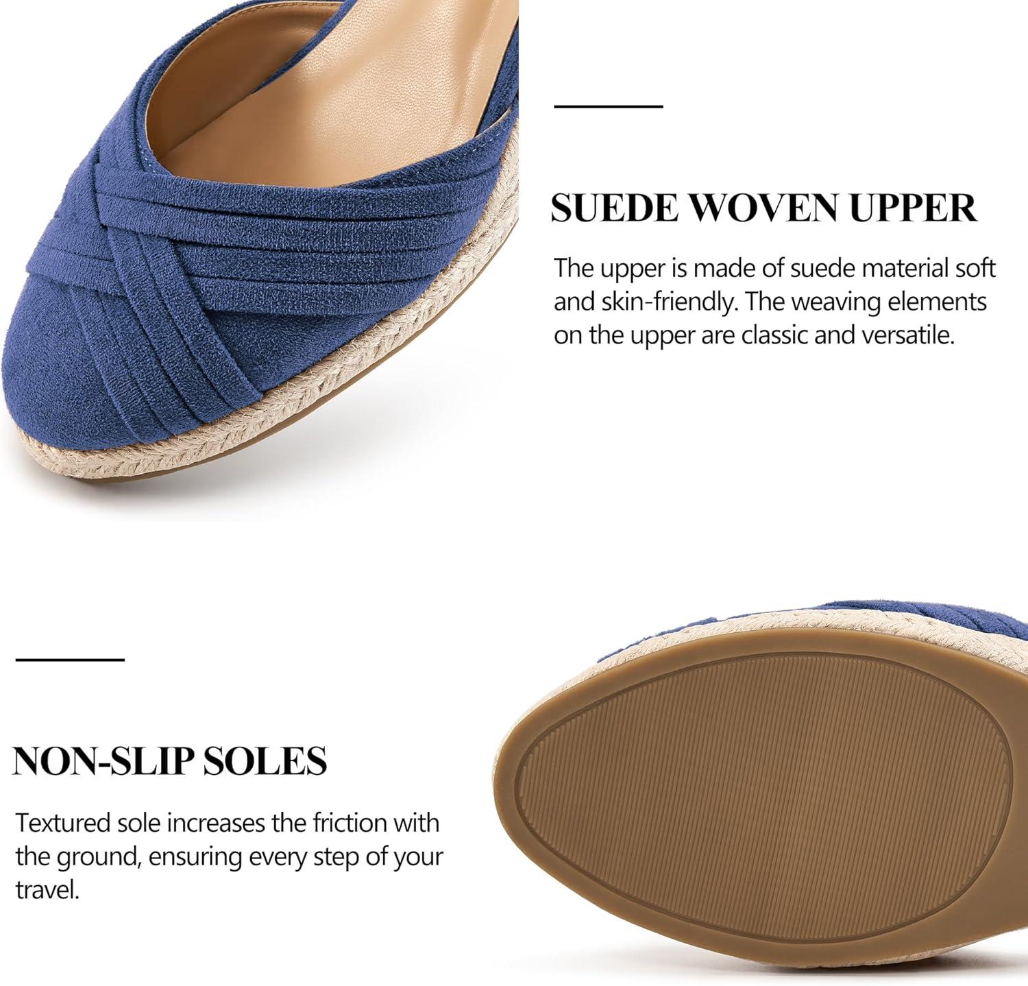 imageWomens Wedge Sandals Dressy Ankle Strap Espadrille Wedges for Women  Casual Closed Toe Wedding ShoesBlue