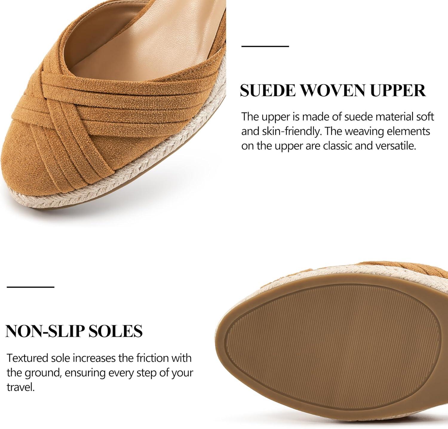 imageWomens Wedge Sandals Dressy Ankle Strap Espadrille Wedges for Women  Casual Closed Toe Wedding ShoesBrown