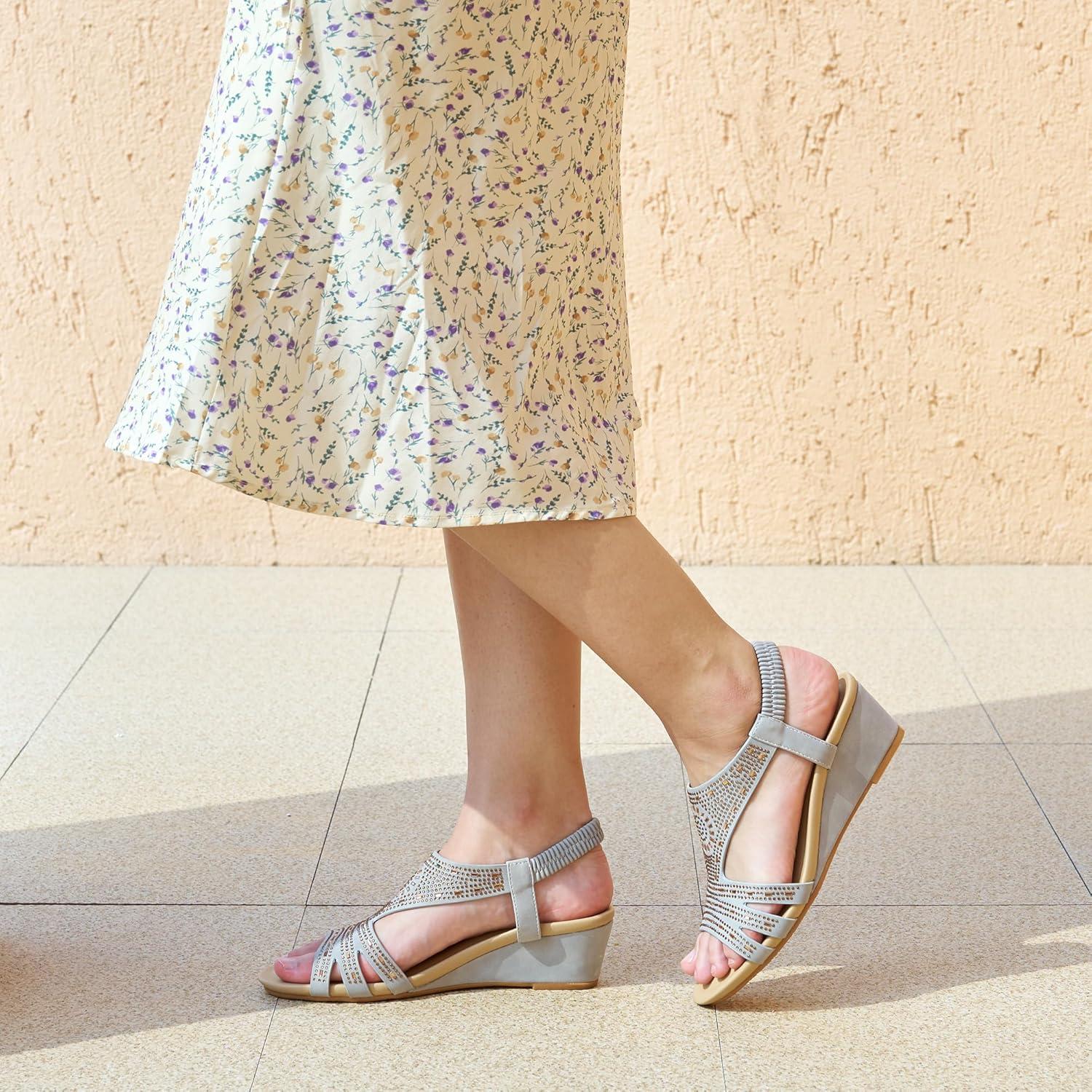 imageWomens Wedge Sandals Platform  Comfortable Open Toe Wedge Sandals Women Dressy Summer  Fashion Ladies Party WedgesBlue