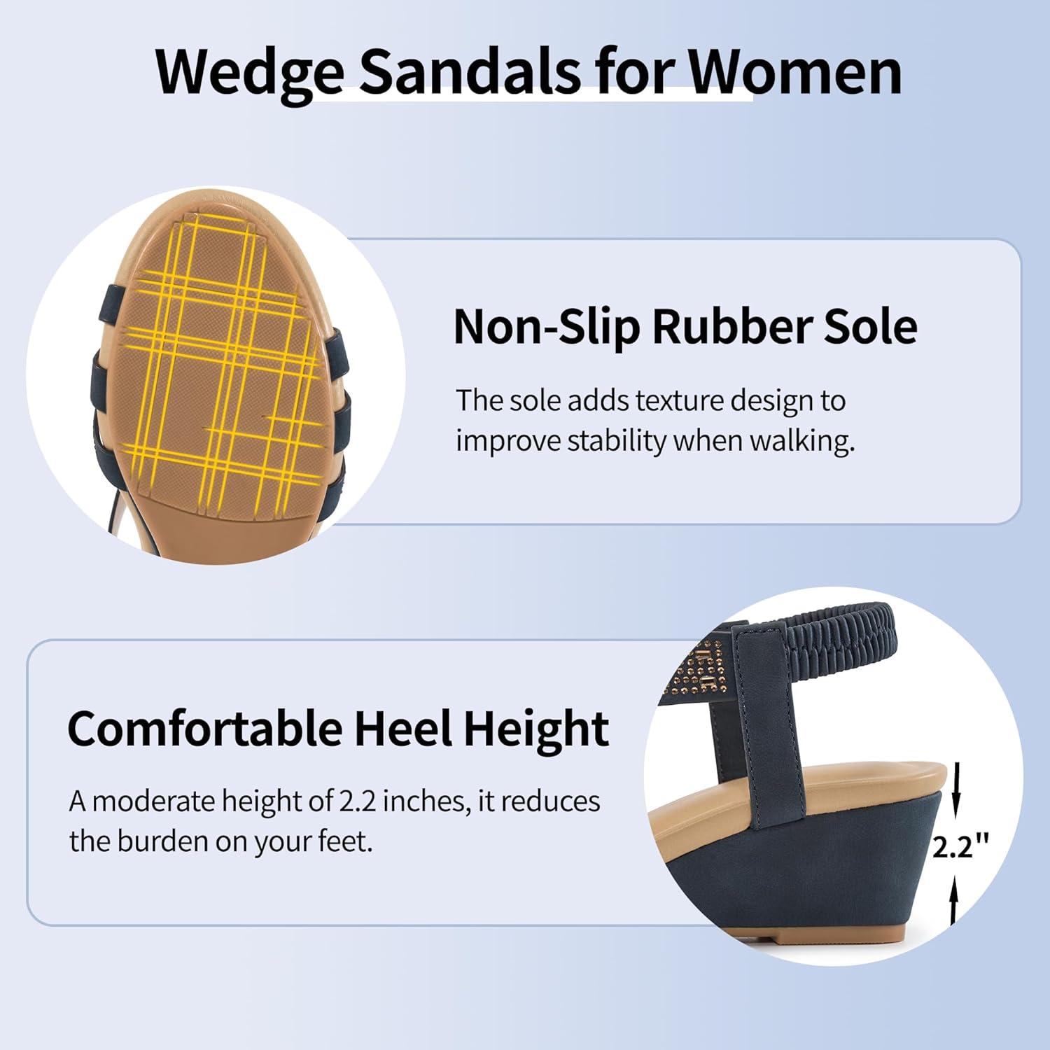 imageWomens Wedge Sandals Platform  Comfortable Open Toe Wedge Sandals Women Dressy Summer  Fashion Ladies Party WedgesBlue