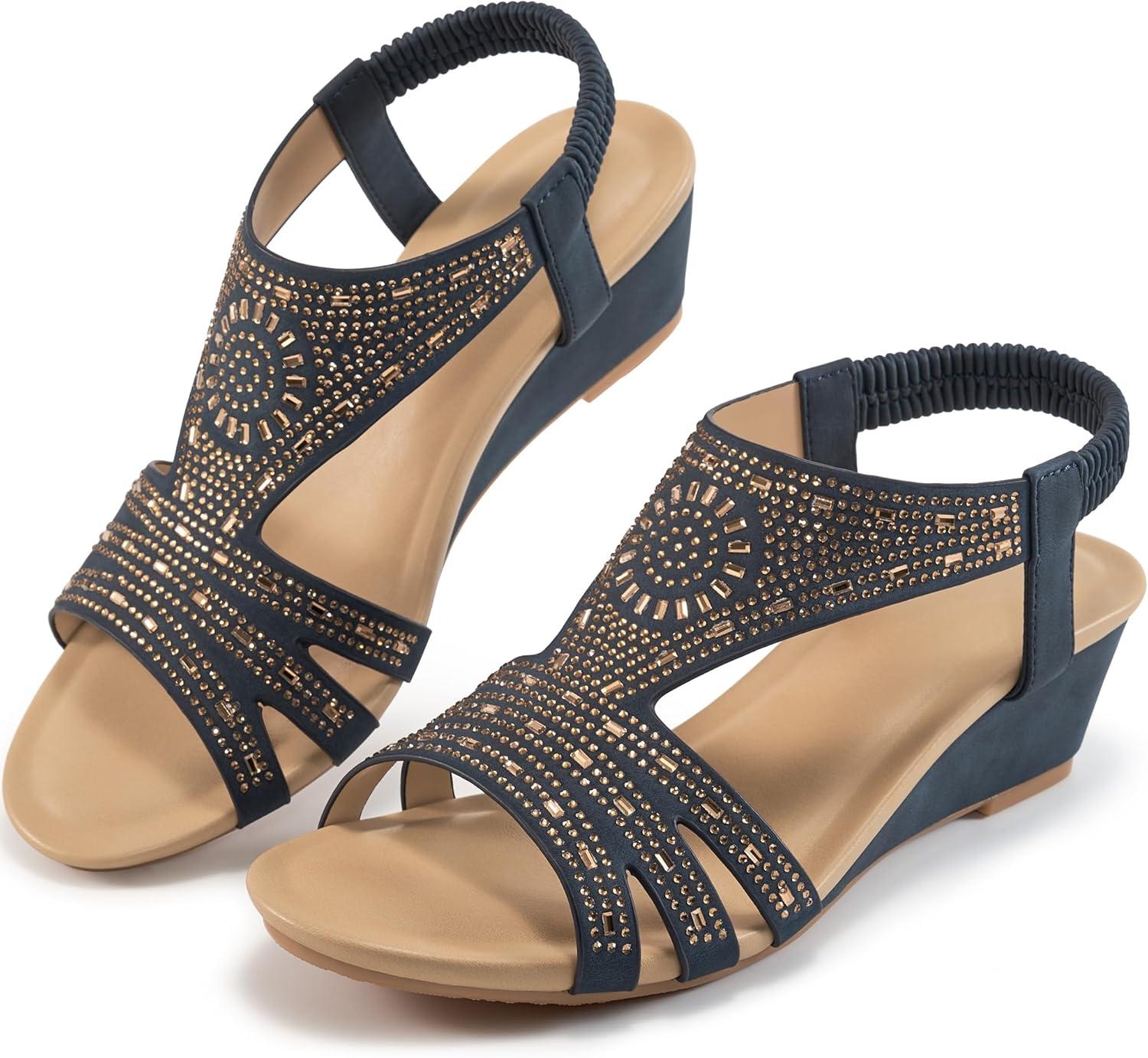 imageWomens Wedge Sandals Platform  Comfortable Open Toe Wedge Sandals Women Dressy Summer  Fashion Ladies Party WedgesBlue