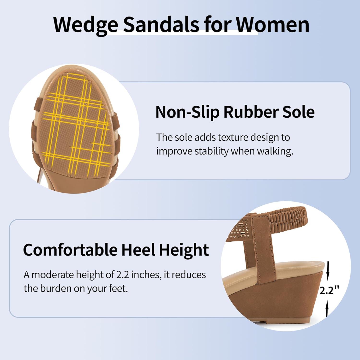 imageWomens Wedge Sandals Platform  Comfortable Open Toe Wedge Sandals Women Dressy Summer  Fashion Ladies Party WedgesBrown
