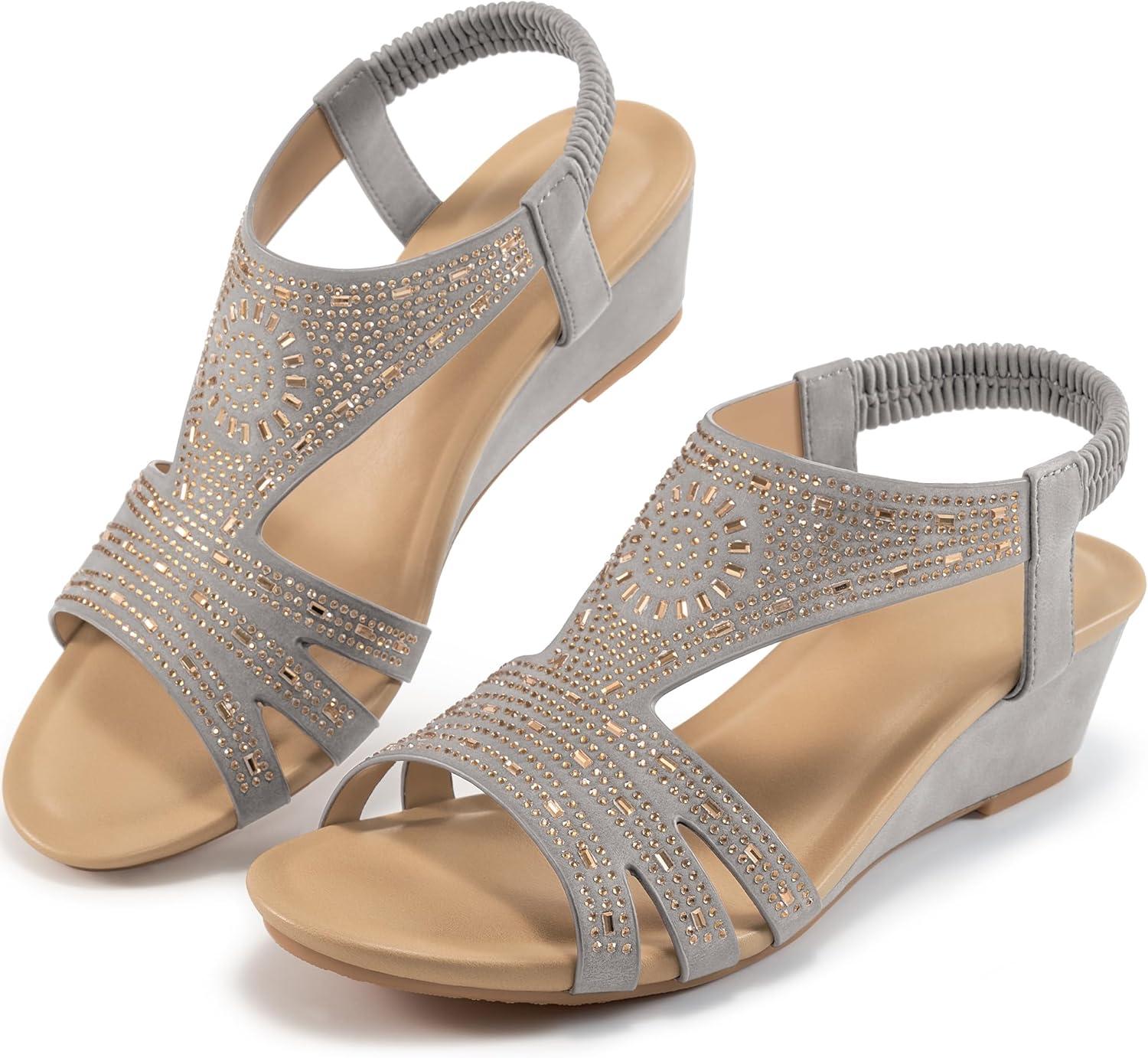 imageWomens Wedge Sandals Platform  Comfortable Open Toe Wedge Sandals Women Dressy Summer  Fashion Ladies Party WedgesGrey