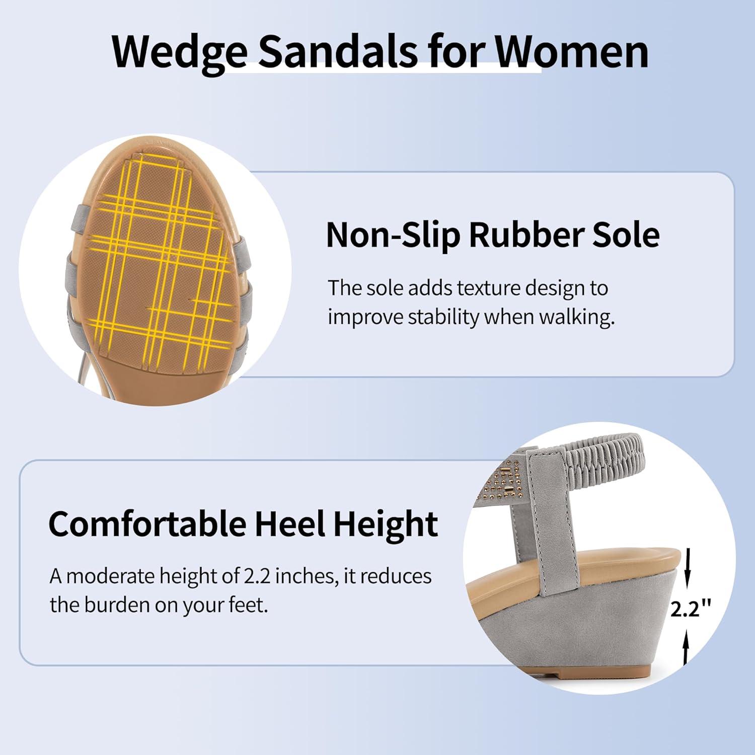 imageWomens Wedge Sandals Platform  Comfortable Open Toe Wedge Sandals Women Dressy Summer  Fashion Ladies Party WedgesGrey