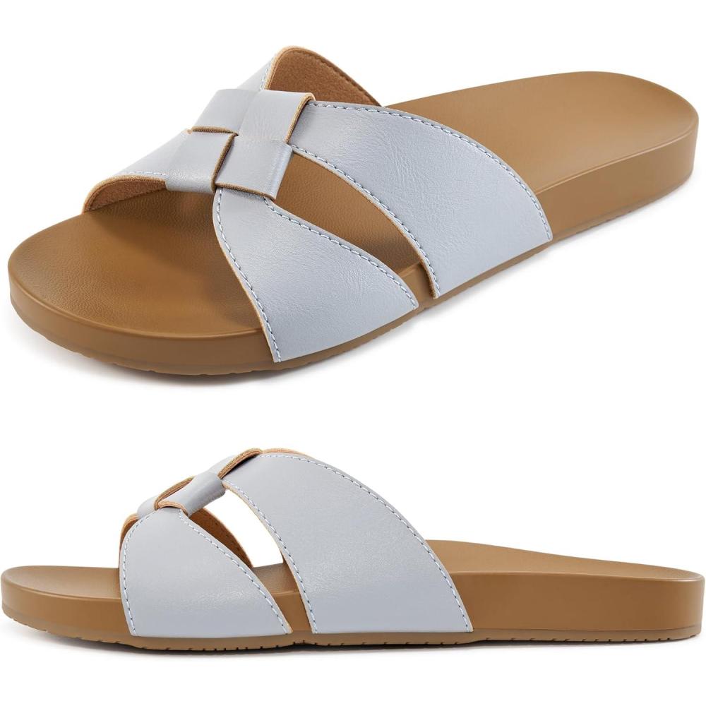 imageArch Support Sandals for Women Comfortable Dressy Summer Slides  Ladies Walking Beach Shoes Indoor OutdoorGrey
