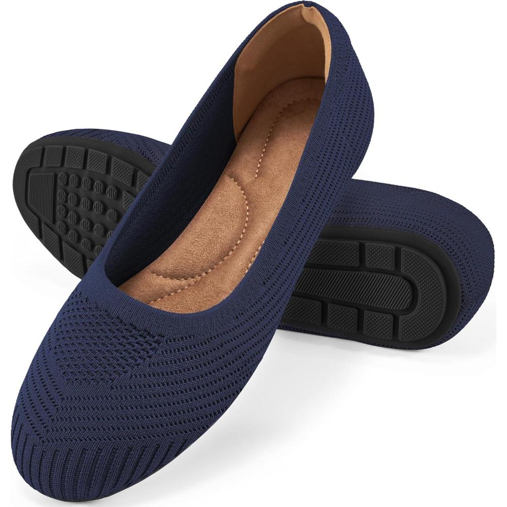 imageFlats for Women Ballets Shoes Comfortable Knitted Dressy Work Flats  Ladies Wedding Flat Casual ShoesNavy Blue