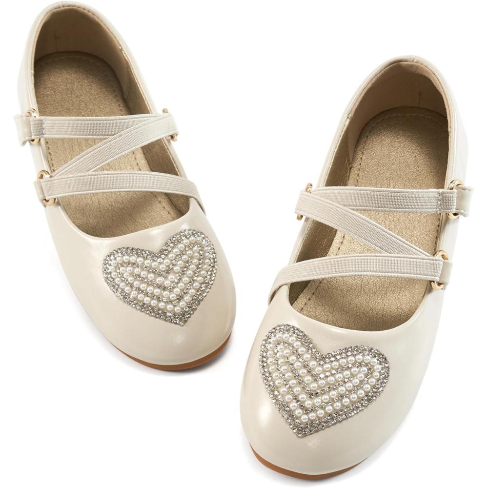 imageGirls Dress Shoes Flats Little Kid Princess Flat for Birthday Wedding  Toddler Ballerina Shoe for School WalkingBeige