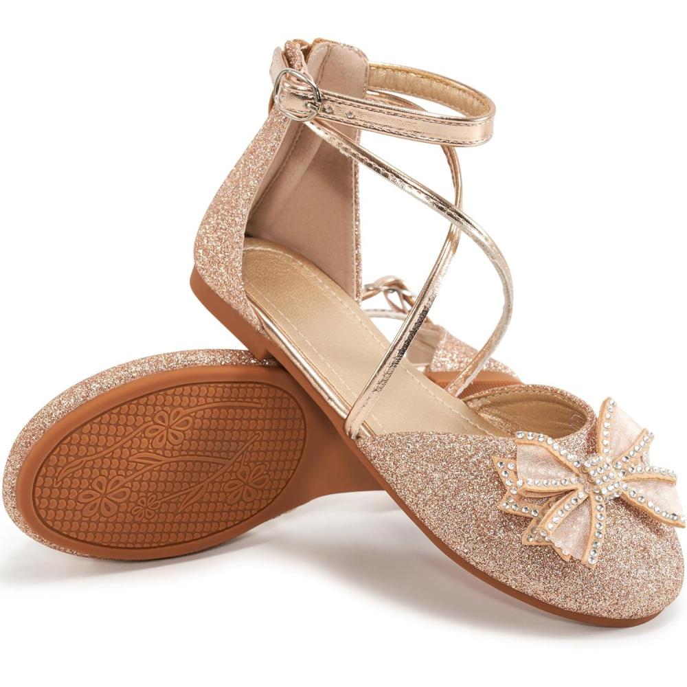 imageGirls Dress Shoes Flats Little Kid Princess Wedding Party Ballet Flat  School Shoe for GirlGold