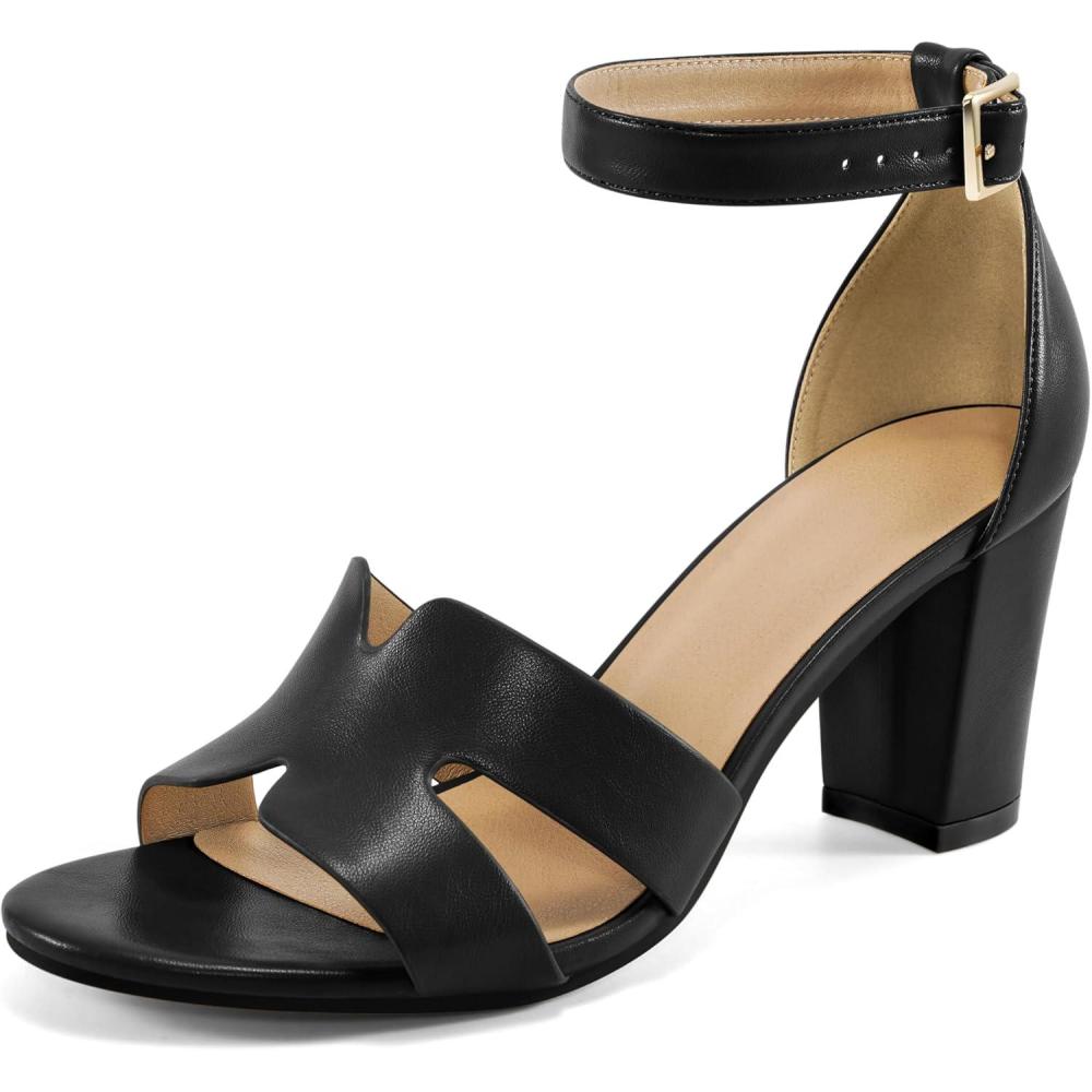 imageHeels for Fashion Women Wedding Comfortable Womens Heeled Sandals for Party  Dressy Prom Ladies Buckle ShoesBlack