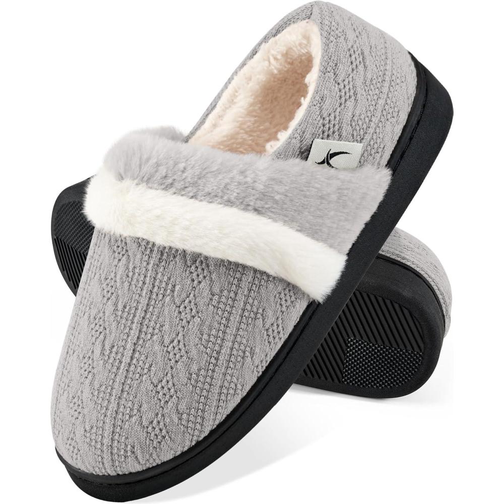 imageWomen Slippers Fuzzy Ladies Shoes Warm House Slippers for Indoor OutdoorGrey