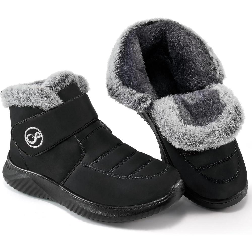 imageWomen Snow Boots Waterproof Fur Lined Warm Winter Boots for Women Comfortable Non Slip Outdoor Walking BootiesBlack