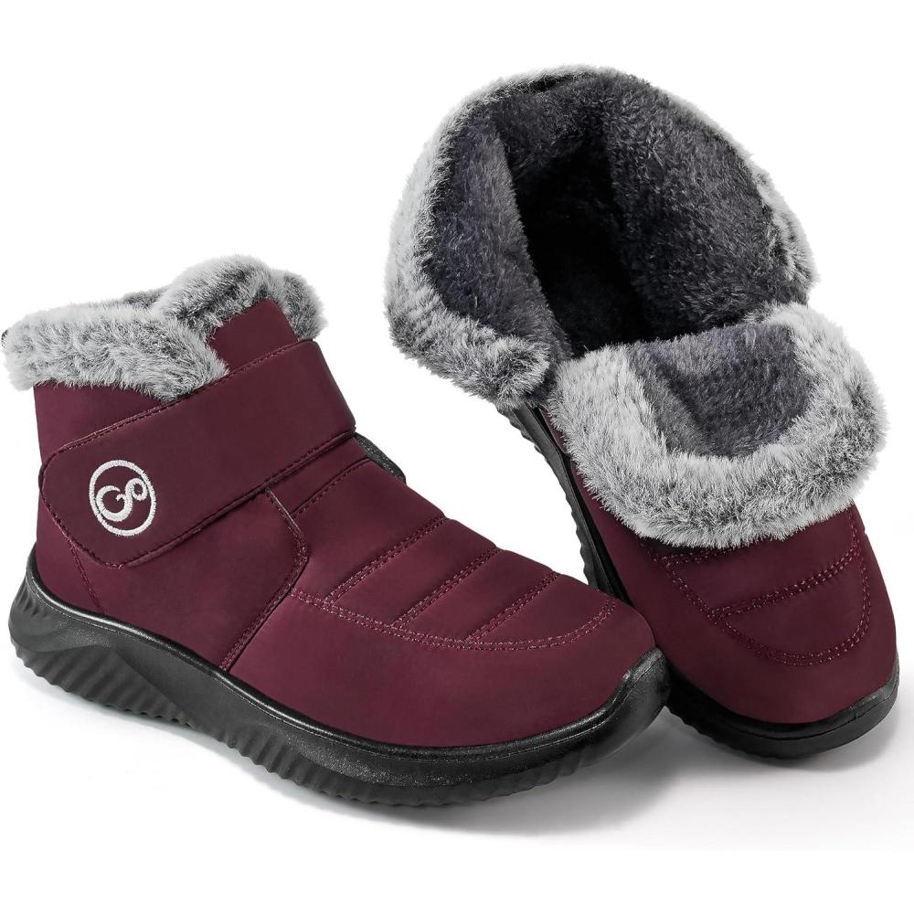 imageWomen Snow Boots Waterproof Fur Lined Warm Winter Boots for Women Comfortable Non Slip Outdoor Walking BootiesRed