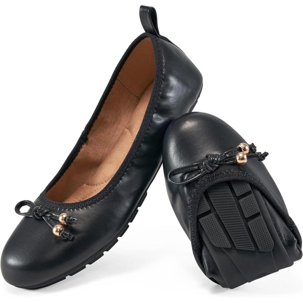 imageWomens Flats Ballet for Work Dress Comfortable Walking Flat  Casual Ladies Wedding ShoeBlack
