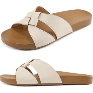 Arch Support Sandals for Women: Comfortable Dressy Summer Slides – Ladies Walking Beach Shoes Indoor Outdoor(Beige)