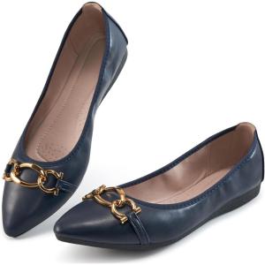 Ballet Flats Shoes for Women: Comfortable Work Dress Flats – Ladies Wedding Shoes for Walking(Dark Blue)