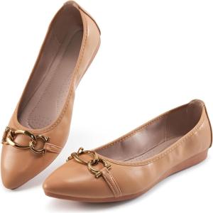Ballet Flats Shoes for Women: Comfortable Work Dress Flats – Ladies Wedding Shoes for Walking(Nude)