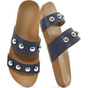Comfort Sandals for Women Outdoors: Arch Support Open Toe Womens Sandals – Casual Slip On Beach Slides for Women(Blue)