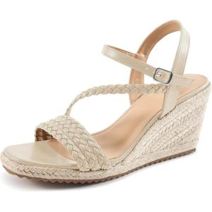 Dressy Wedge Sandals for Women: Comfortable Espadrille Summer Wedding Platform Wedge(Apricot)