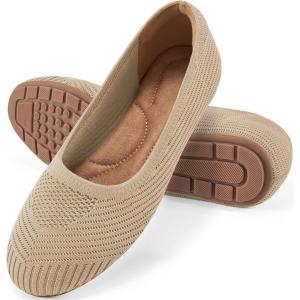Flats for Women Ballets Shoes: Comfortable Knitted Dressy Work Flats – Ladies Wedding Flat Casual Shoes(Apricot)