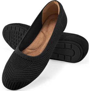 Flats for Women Ballets Shoes: Comfortable Knitted Dressy Work Flats – Ladies Wedding Flat Casual Shoes(Black)