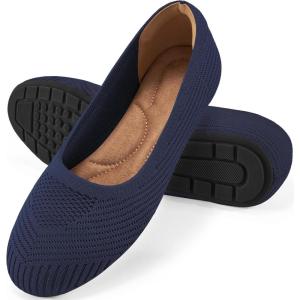 Flats for Women Ballets Shoes: Comfortable Knitted Dressy Work Flats – Ladies Wedding Flat Casual Shoes(Navy Blue)