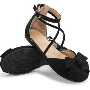Girls Dress Shoes Flats: Little Kid Princess Wedding Party Ballet Flat – School Shoe for Girl(Black)