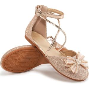 Girls Dress Shoes Flats: Little Kid Princess Wedding Party Ballet Flat – School Shoe for Girl(Gold)