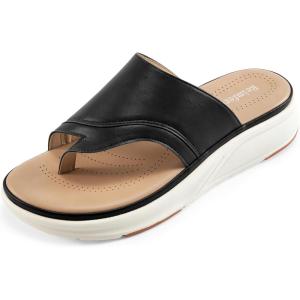 Orthopedic Sandals for Women Outdoor: Dressy Comfort Slides Womens Fashion – Casual Platform Ladies Walking Sandal(Black)