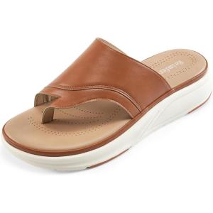 Orthopedic Sandals for Women Outdoor: Dressy Comfort Slides Womens Fashion – Casual Platform Ladies Walking Sandal(Brown)