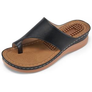 Orthopedic Wedge Sandals for Women: Comfortable Dressy Summer Sandals Women Comfortable Casual Walking Wedges Platform(Black)