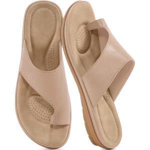 Summer Flat Sandals for Women: Comfortable Walking Dressy Slides for 2025 – Ladies Orthopedic Casual Shoes Indoor Outdoor(Light Pink)