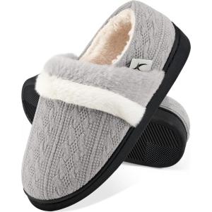 Women Slippers Fuzzy Ladies Shoes: Warm House Slippers for Indoor Outdoor(Grey)