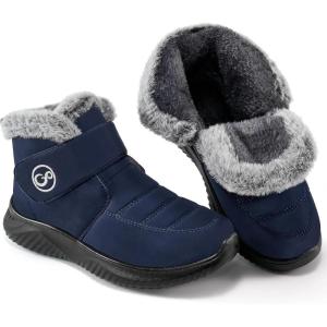 Women Snow Boots Waterproof: Fur Lined Warm Winter Boots for Women- Comfortable Non Slip Outdoor Walking Booties(Blue)