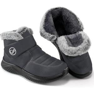 Women Snow Boots Waterproof: Fur Lined Warm Winter Boots for Women- Comfortable Non Slip Outdoor Walking Booties(Grey)
