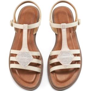 Womens Flat Sandals Dressy: Comfortable Casual Walking Sandals Women – Trendy Wedding Ladies Sandal(Beige)