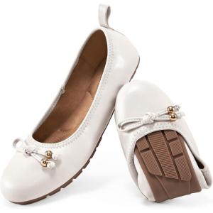Womens Flats Ballet for Work: Dress Comfortable Walking Flat – Casual Ladies Wedding Shoe(White)